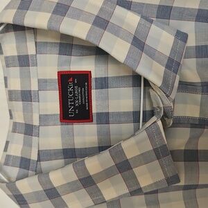 UNTUCKit Men's White and Blue Plaid Shirt